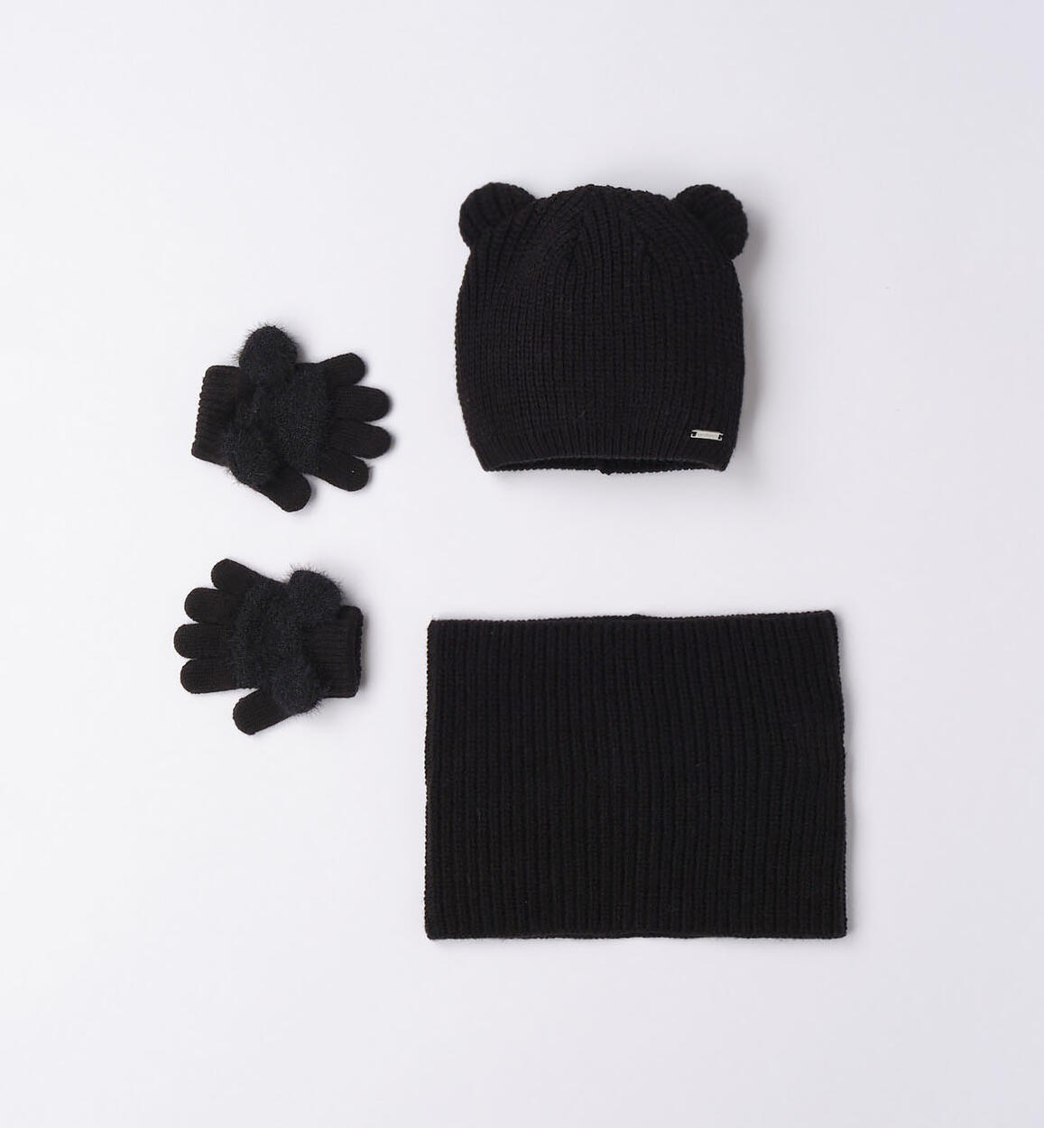 Sarabanda hat, scarf and gloves set for girls from 9 months to 8 years BLACK Sarabanda