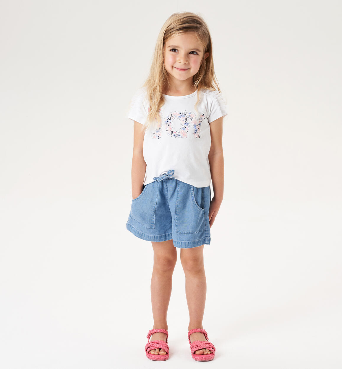 Short bambina 100% cotone BLU iDO