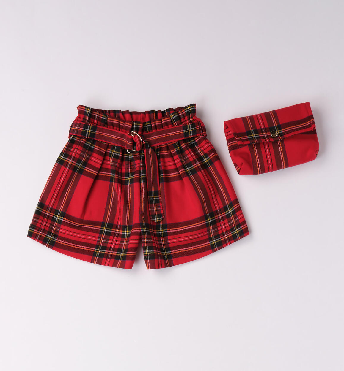 Shorts bambina in tartan ROSSO iDO