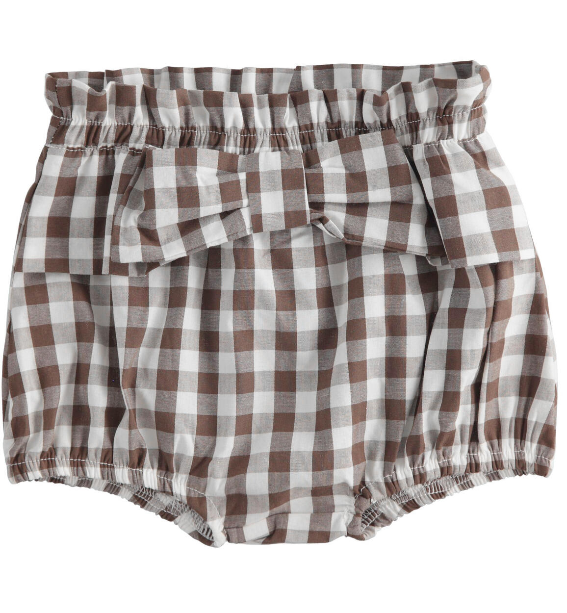 Shorts neonata 100% cotone fantasia check MARRONE iDO