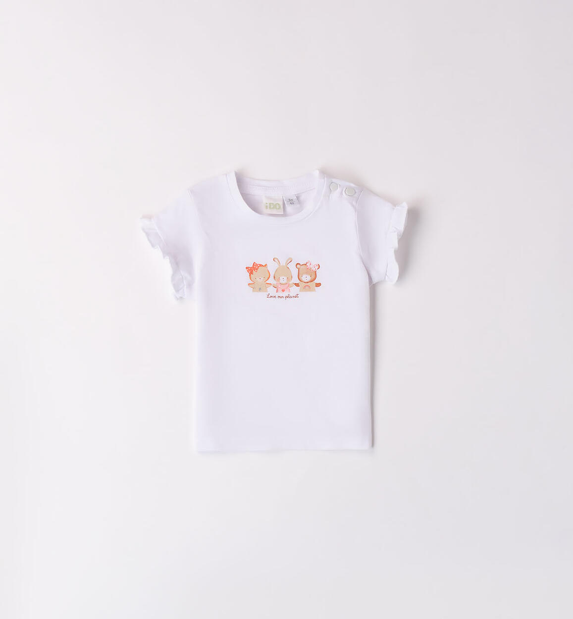 T-shirt 100% cotone bimba BIANCO iDO