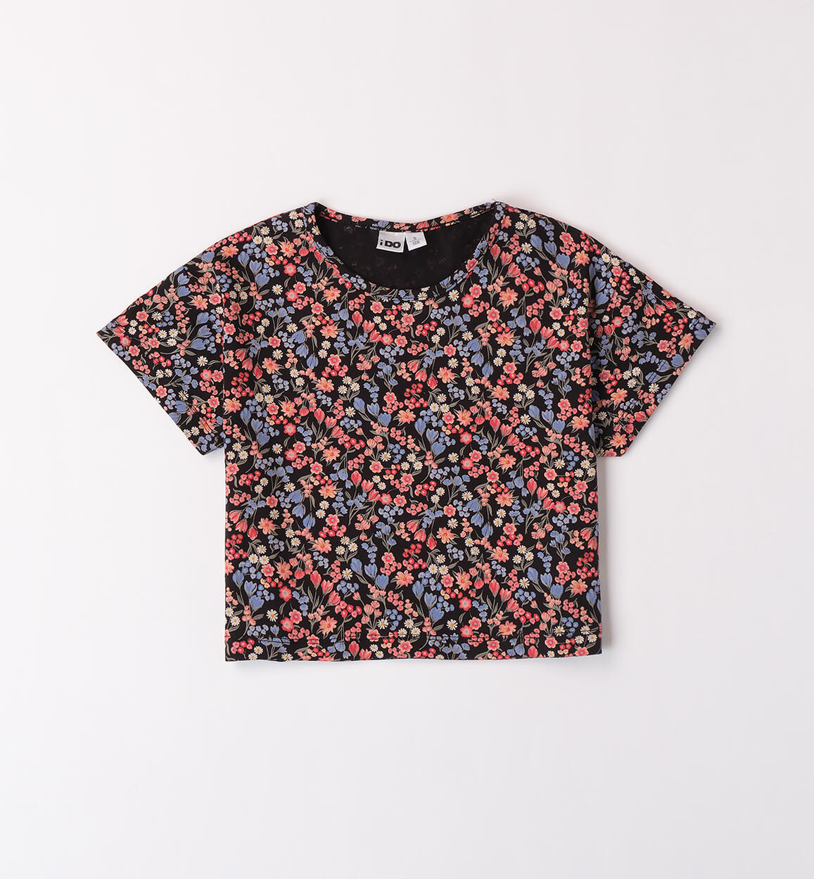 Floral T-shirt for girls BLACK iDO