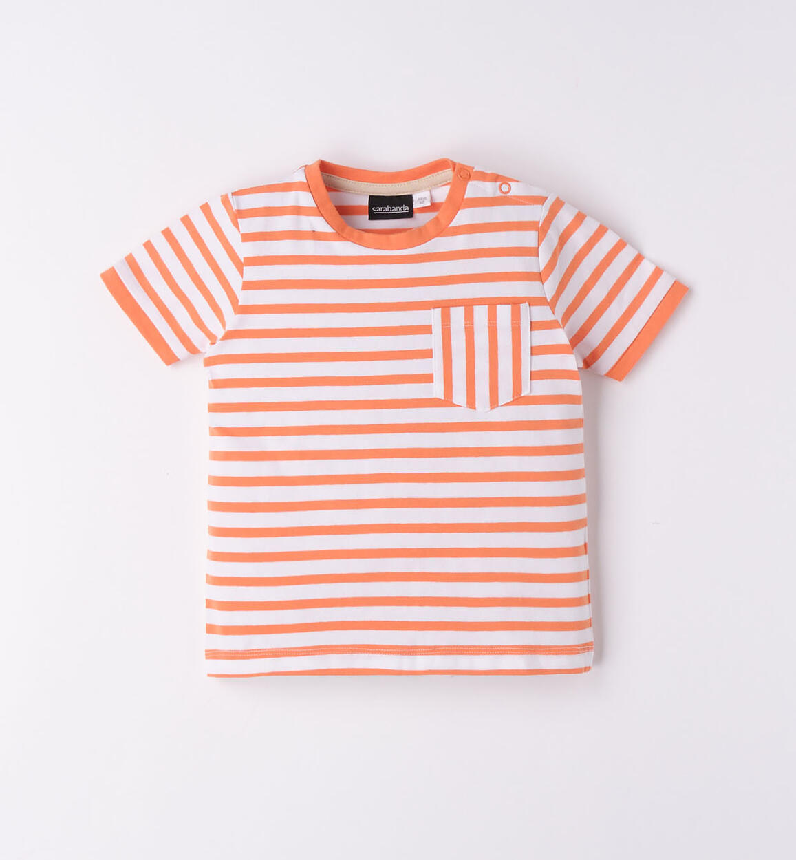 T-shirt a righe con taschino per bambino ARANCIONE Sarabanda