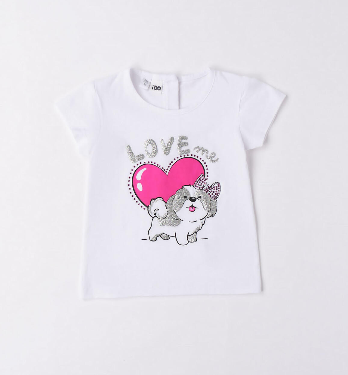 T-shirt bambina cagnolino glitter BIANCO iDO