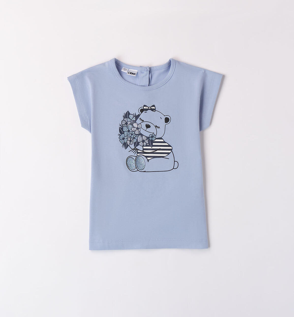 T-shirt bambina con orsetto AZZURRO iDO