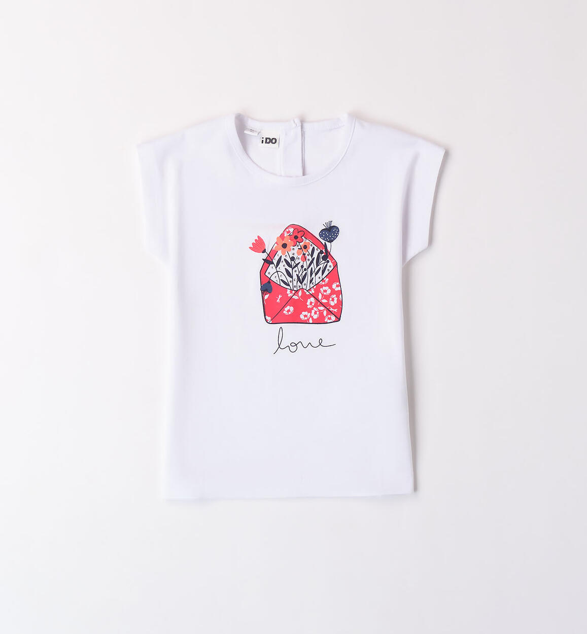 T-shirt bambina con stampa e strass BIANCO iDO