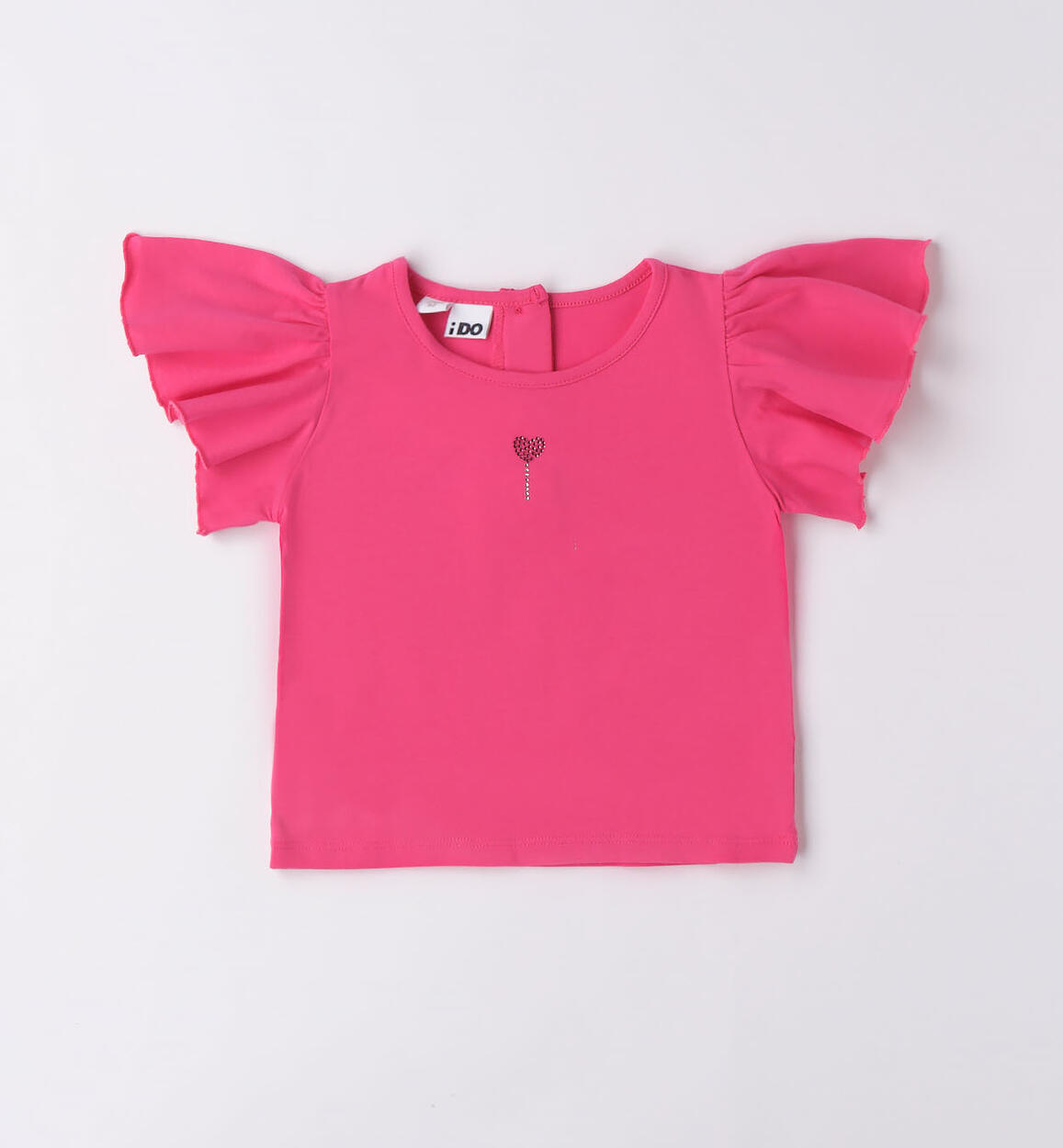 T-shirt bambina cuore strass FUCSIA iDO