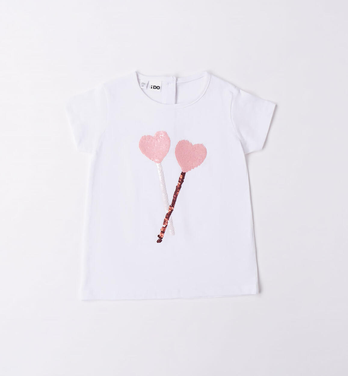 T-shirt bambina cuori paillettes BIANCO iDO