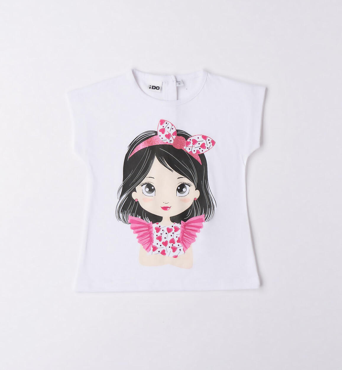 T-shirt bambina glitter 100% cotone BIANCO iDO