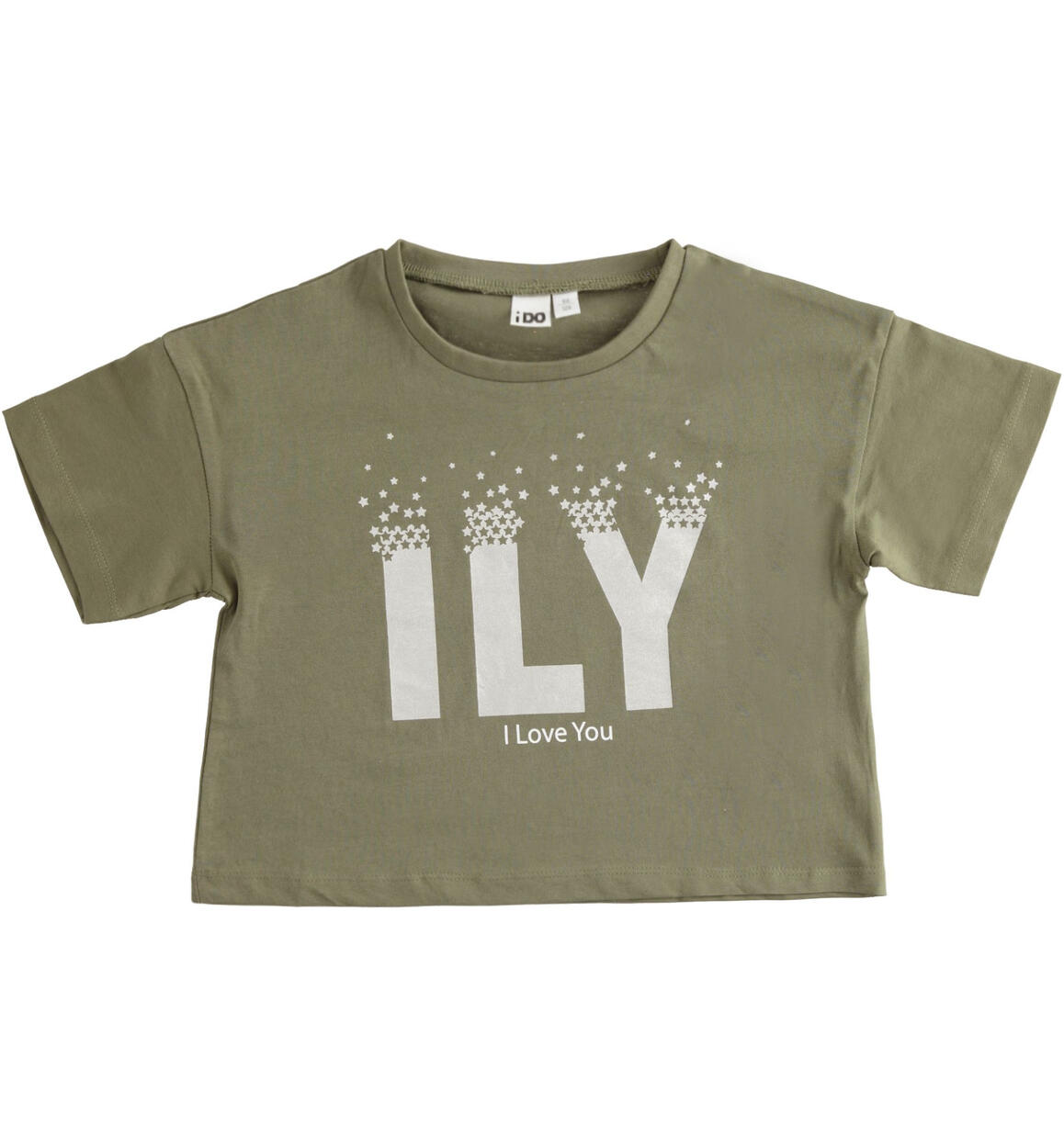 T-shirt bambina short body stampa "I Love You" VERDE iDO