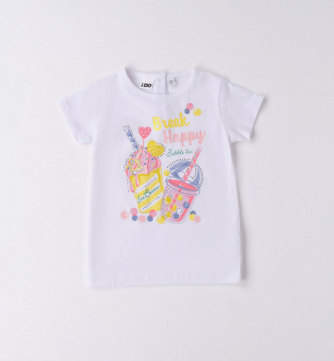 T-shirt bambina stampa estiva BIANCO iDO