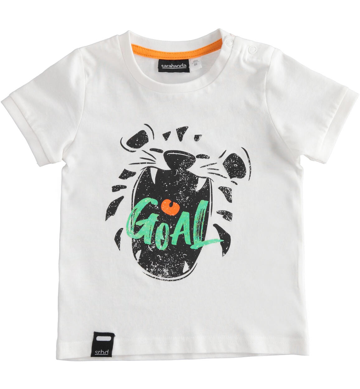 T-shirt bambino 100% cotone con stampa e scritta "goal" BIANCO Sarabanda-Promo