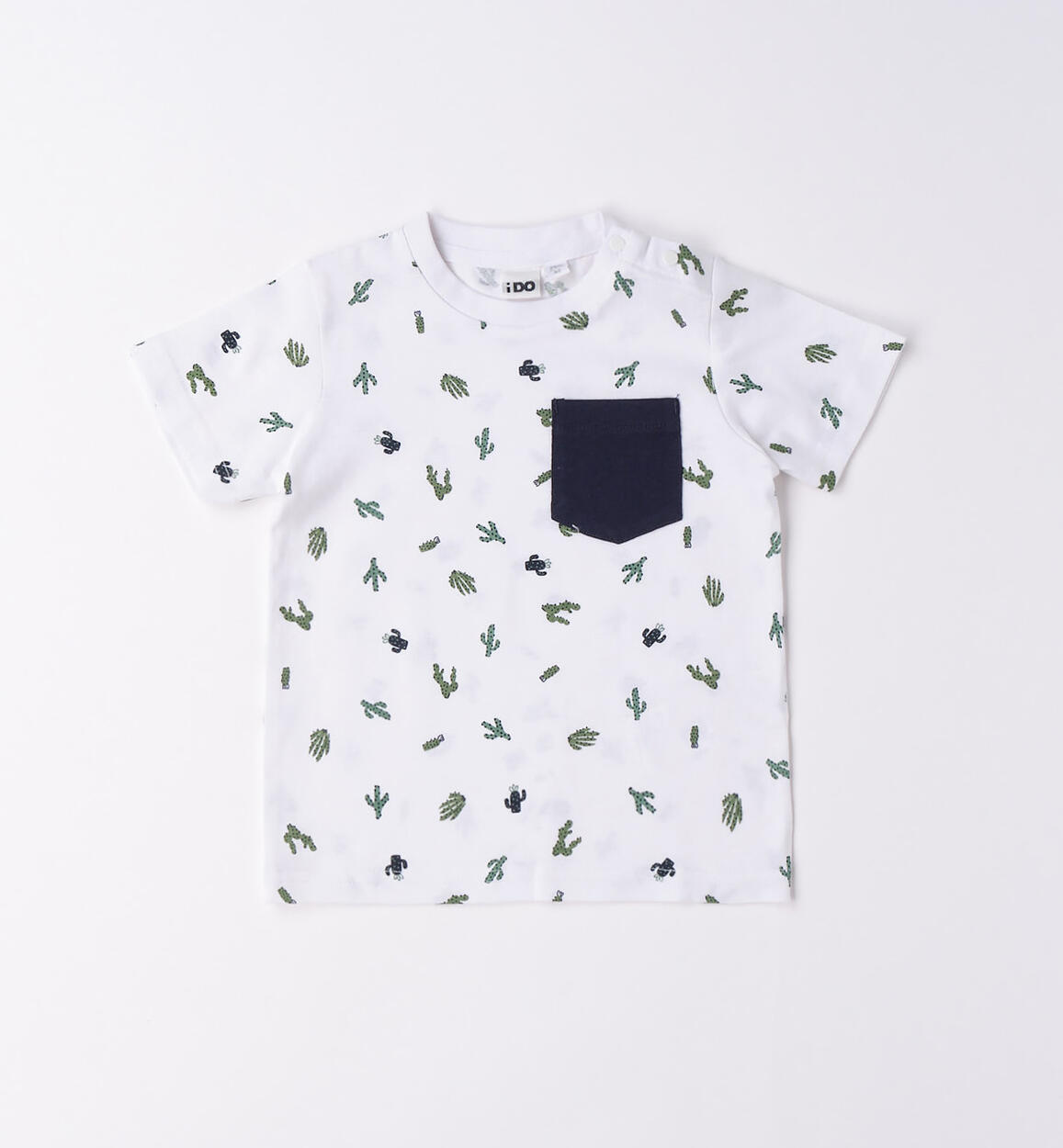 T-shirt bambino cactus e taschino BIANCO iDO