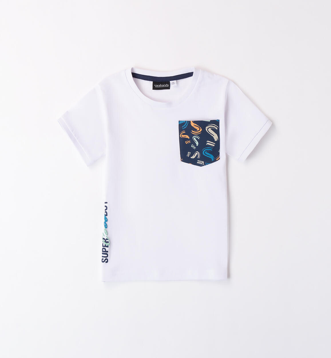 T-shirt bambino con taschino BIANCO Sarabanda