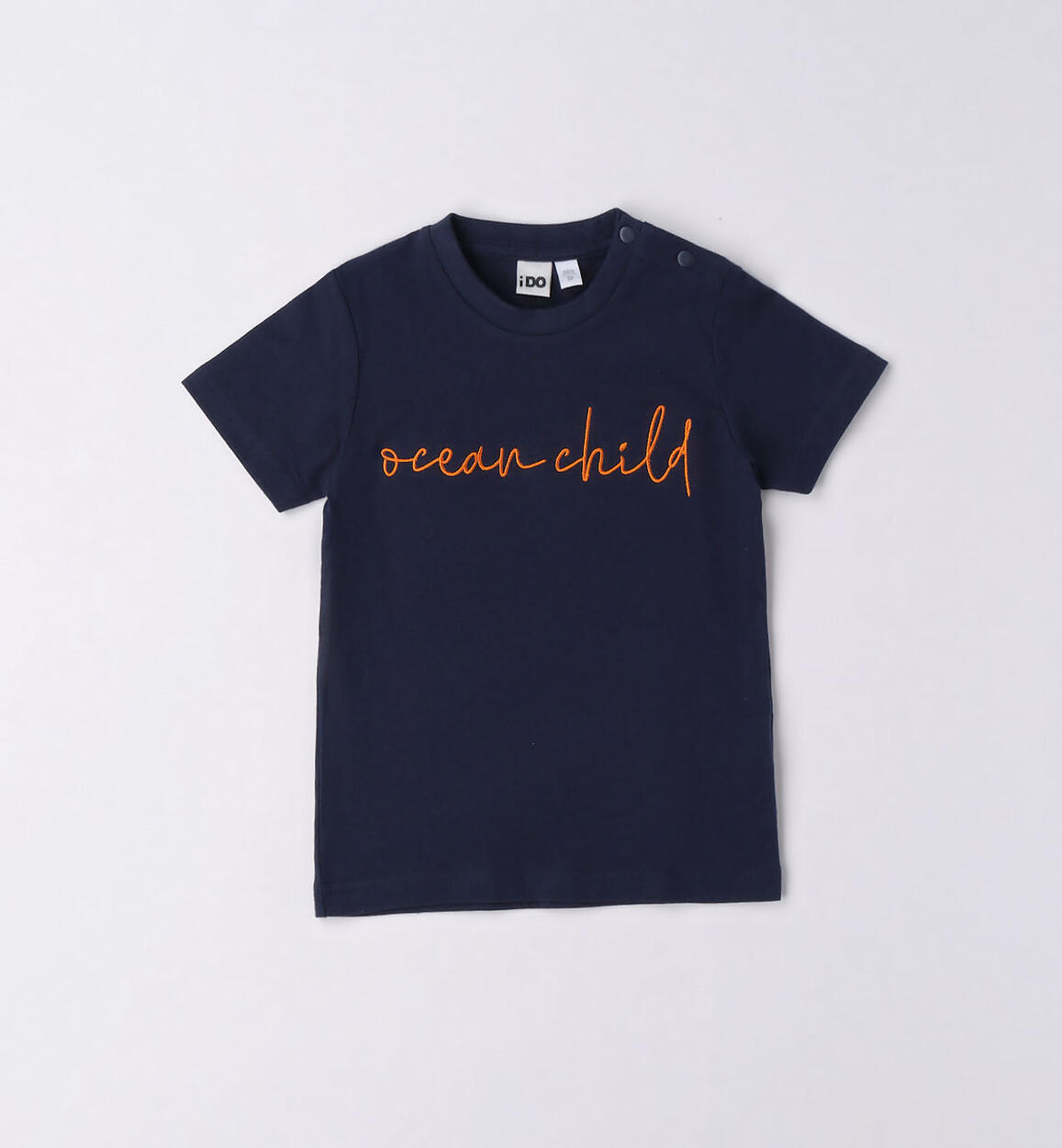 T-shirt bambino ricamo 100% cotone BLU iDO