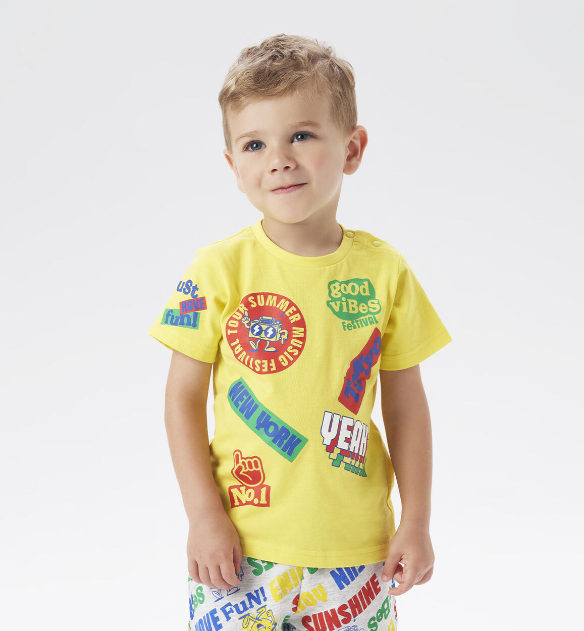 Boy s T shirt with stickers print