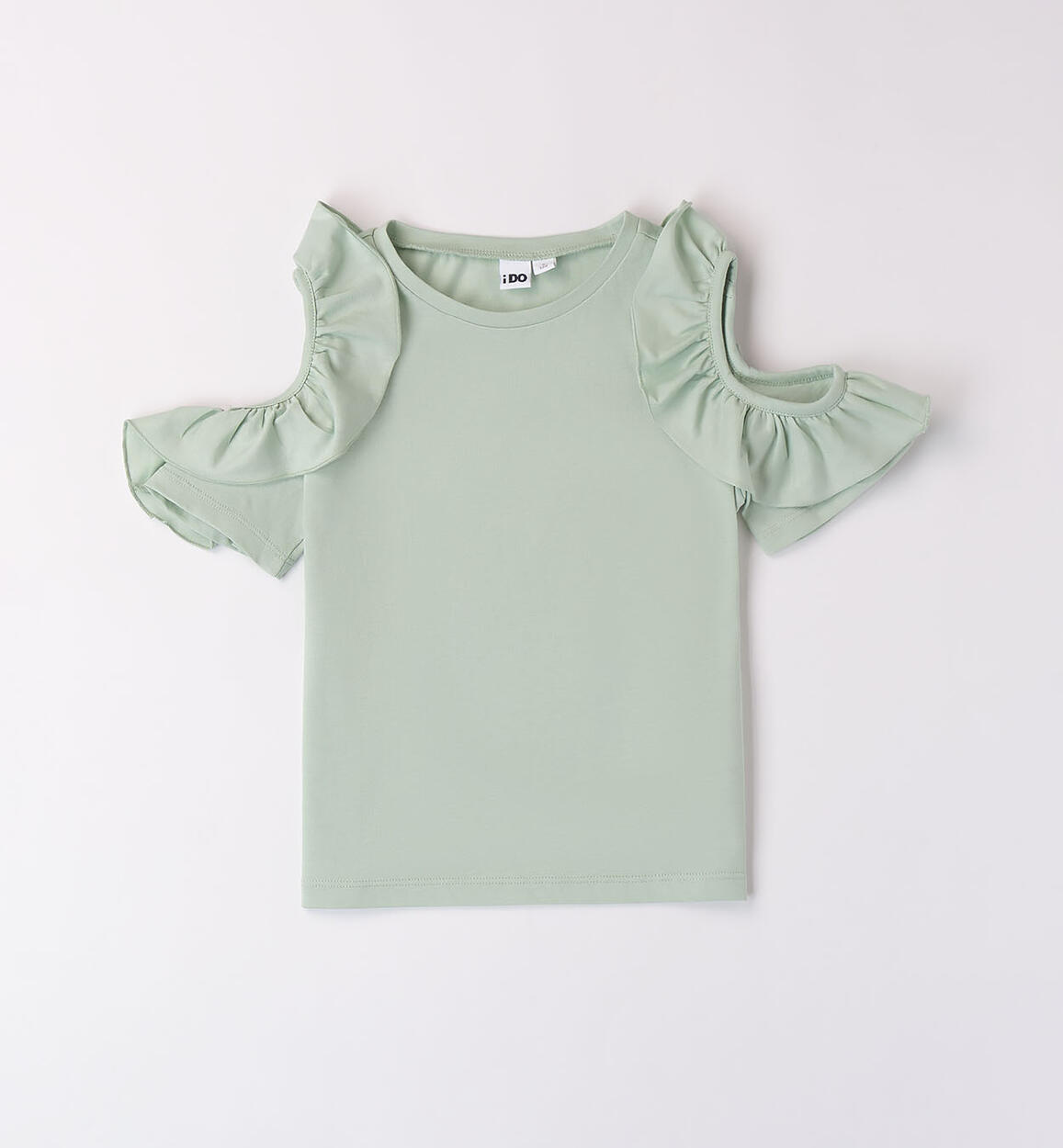 Girl's T-shirt with flounce GREEN iDO