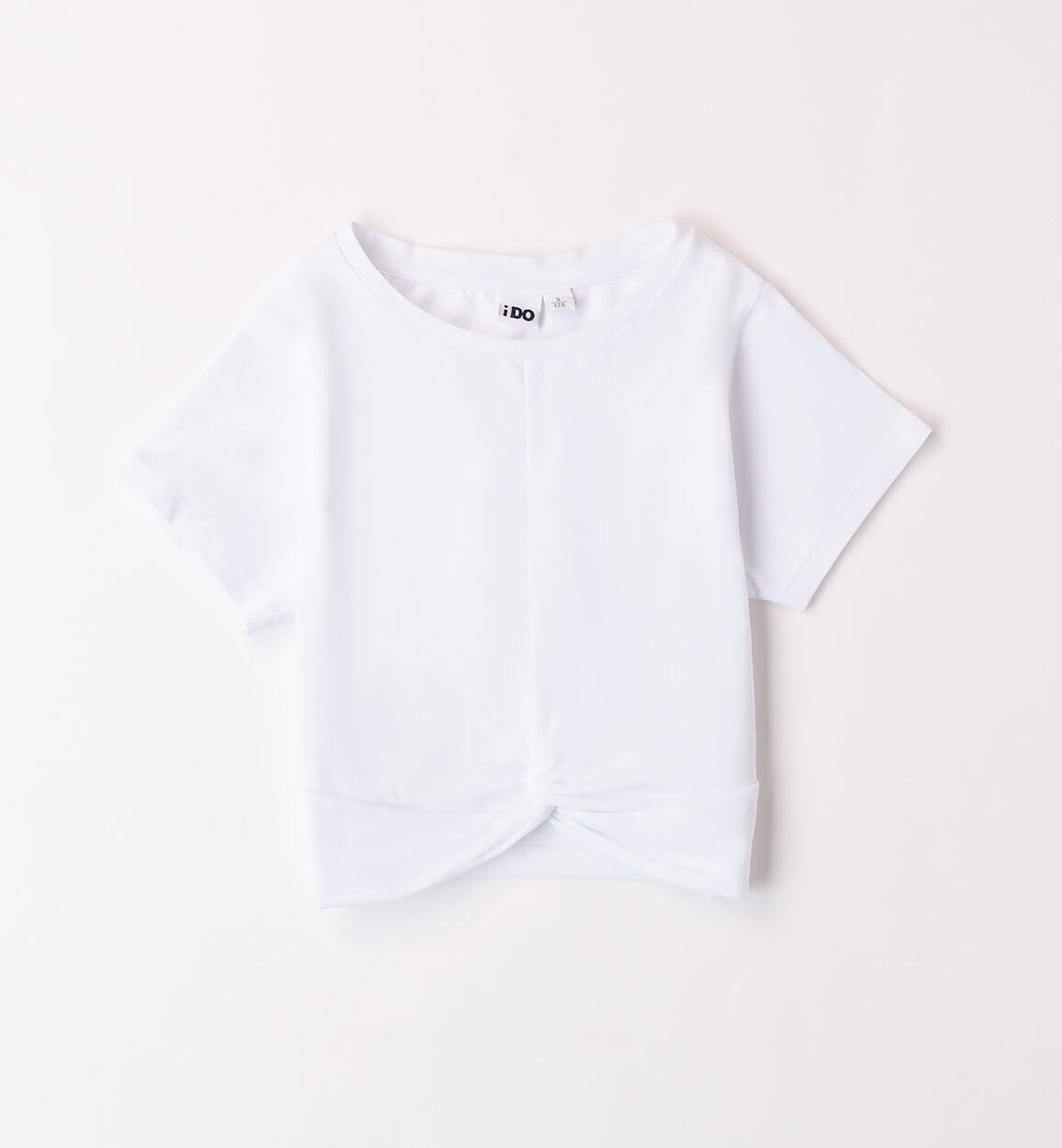 Knotted T-shirt for girls WHITE iDO