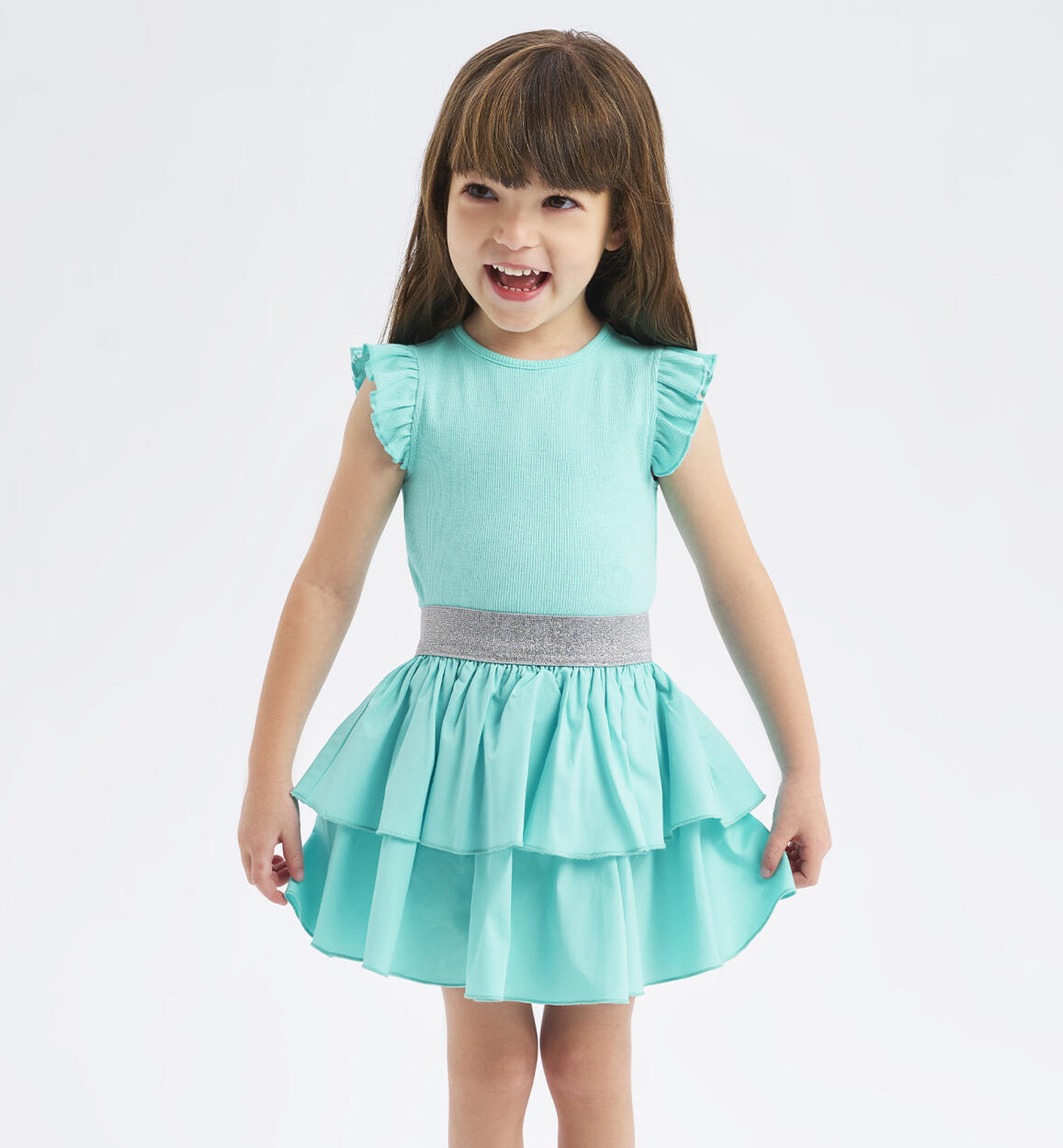 T-shirt in costina per bambina VERDE iDO