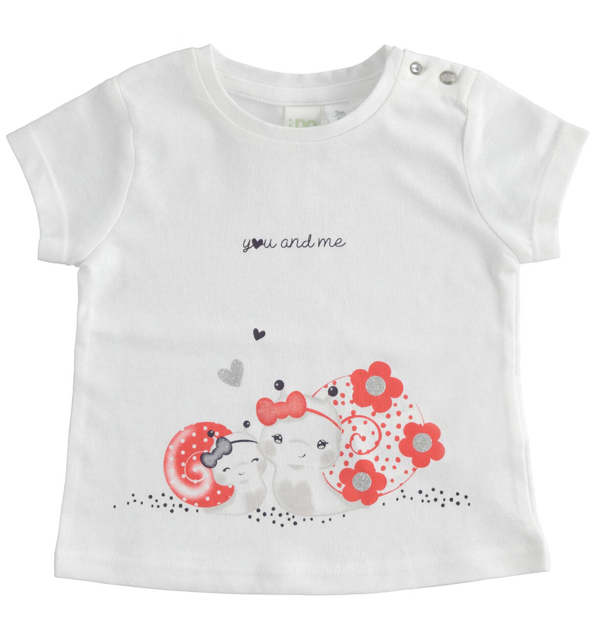 T-shirt neonata 100% cotone con grafiche diverse BIANCO iDO