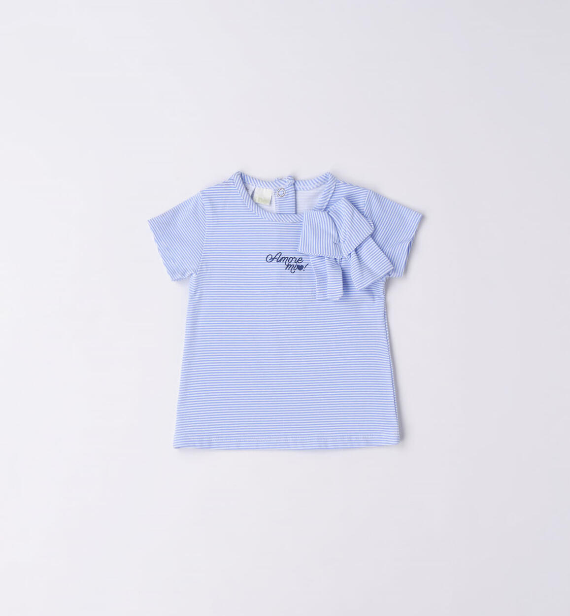 T-shirt neonata con fiocco AZZURRO iDO