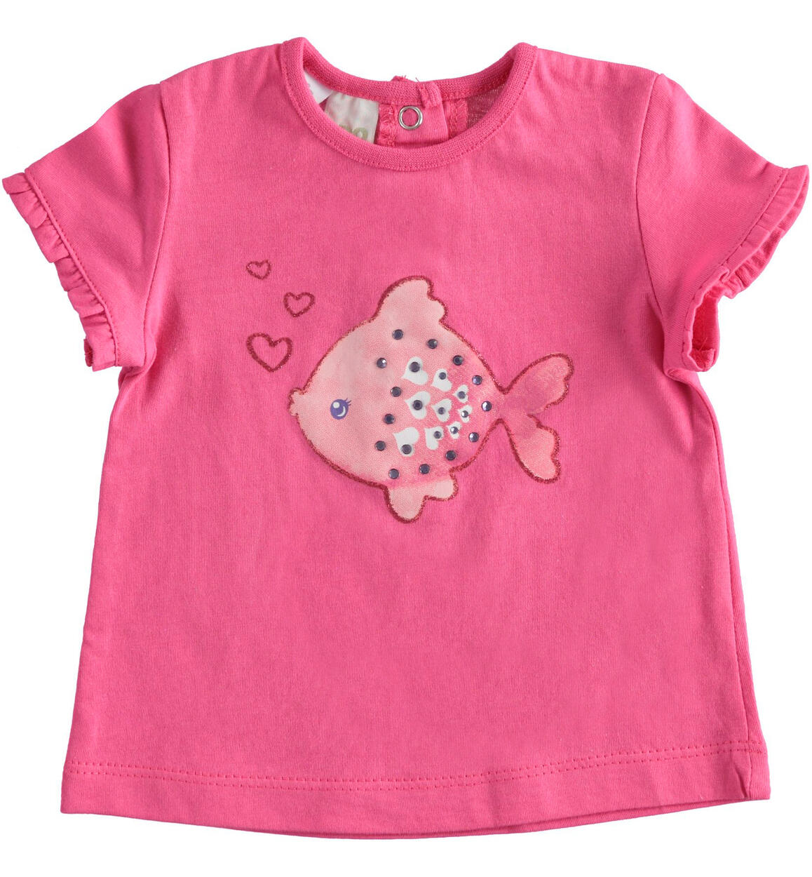 T-shirt neonata in 100% cotone con pesciolino ROSA iDO