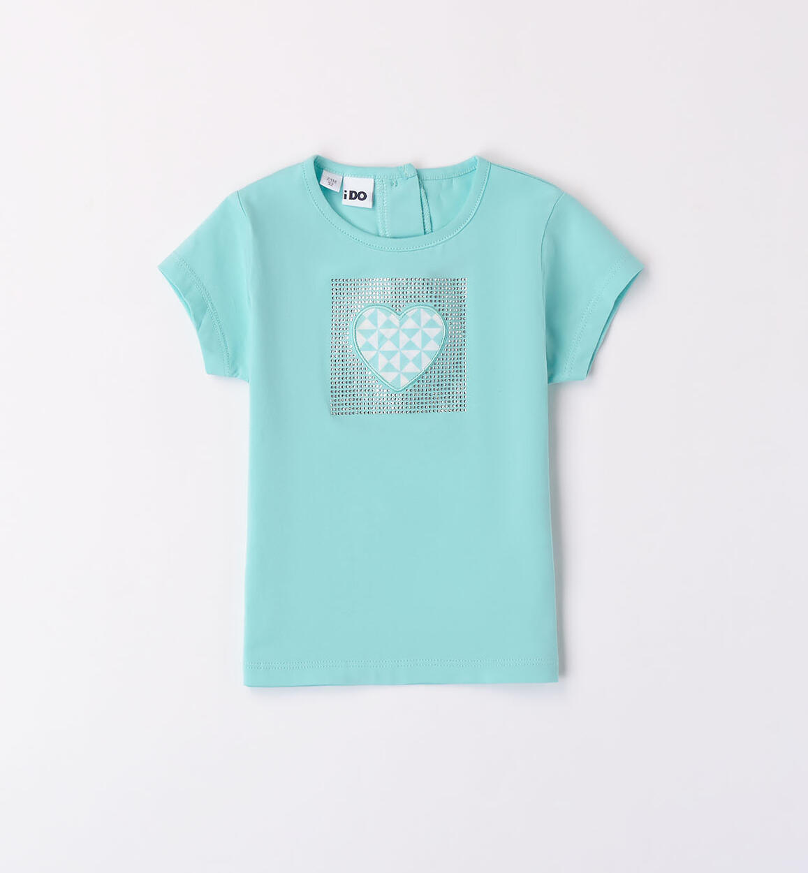 T-shirt per bambina con cuore e strass VERDE iDO