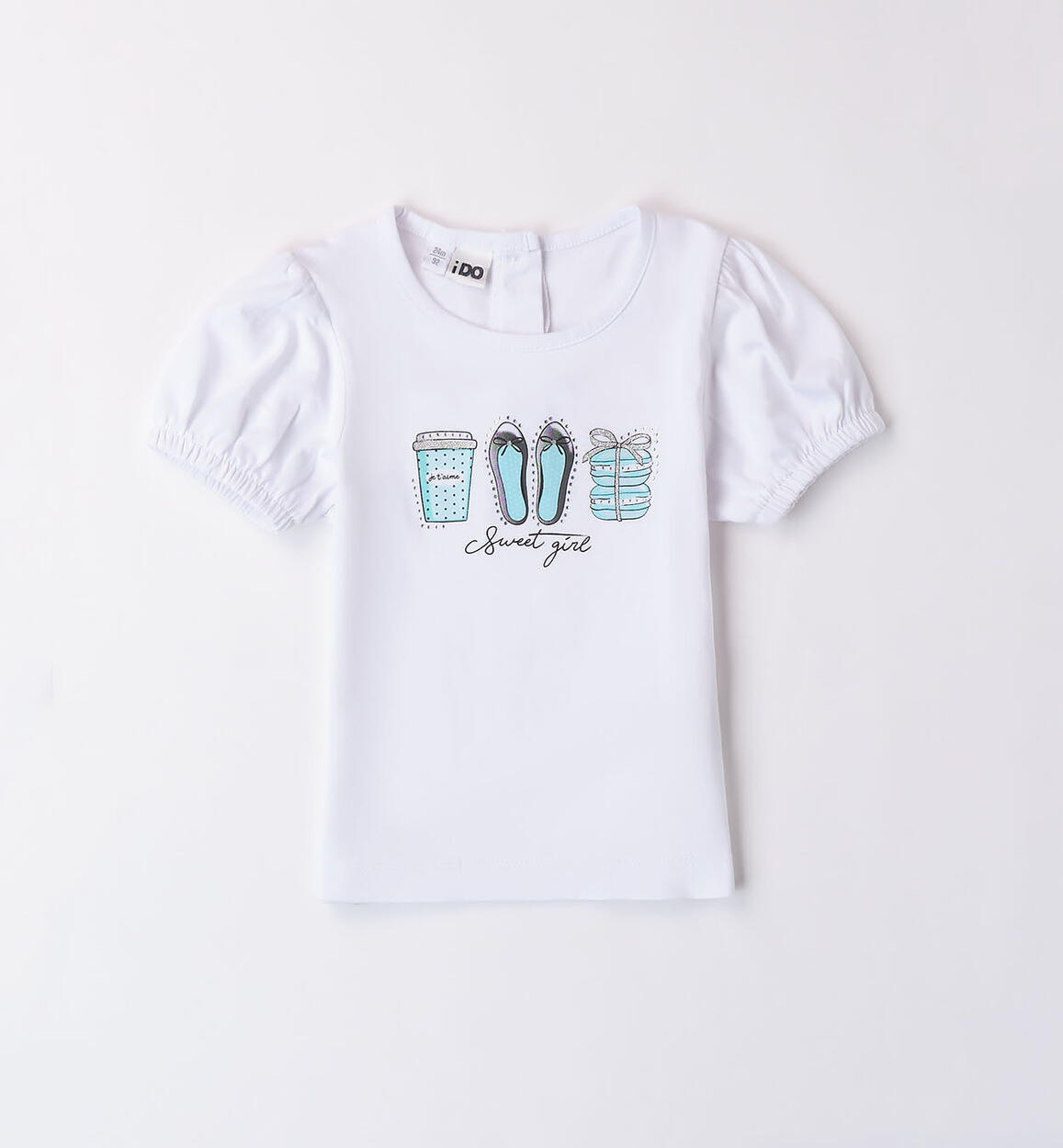 T-shirt per bambina con strass BIANCO iDO