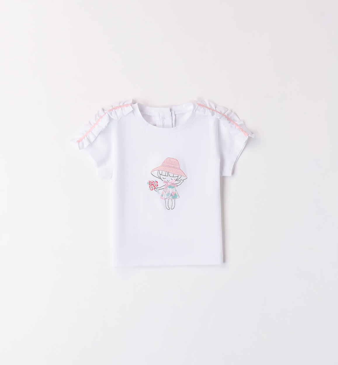 T-shirt per bimba con ruches BIANCO Minibanda