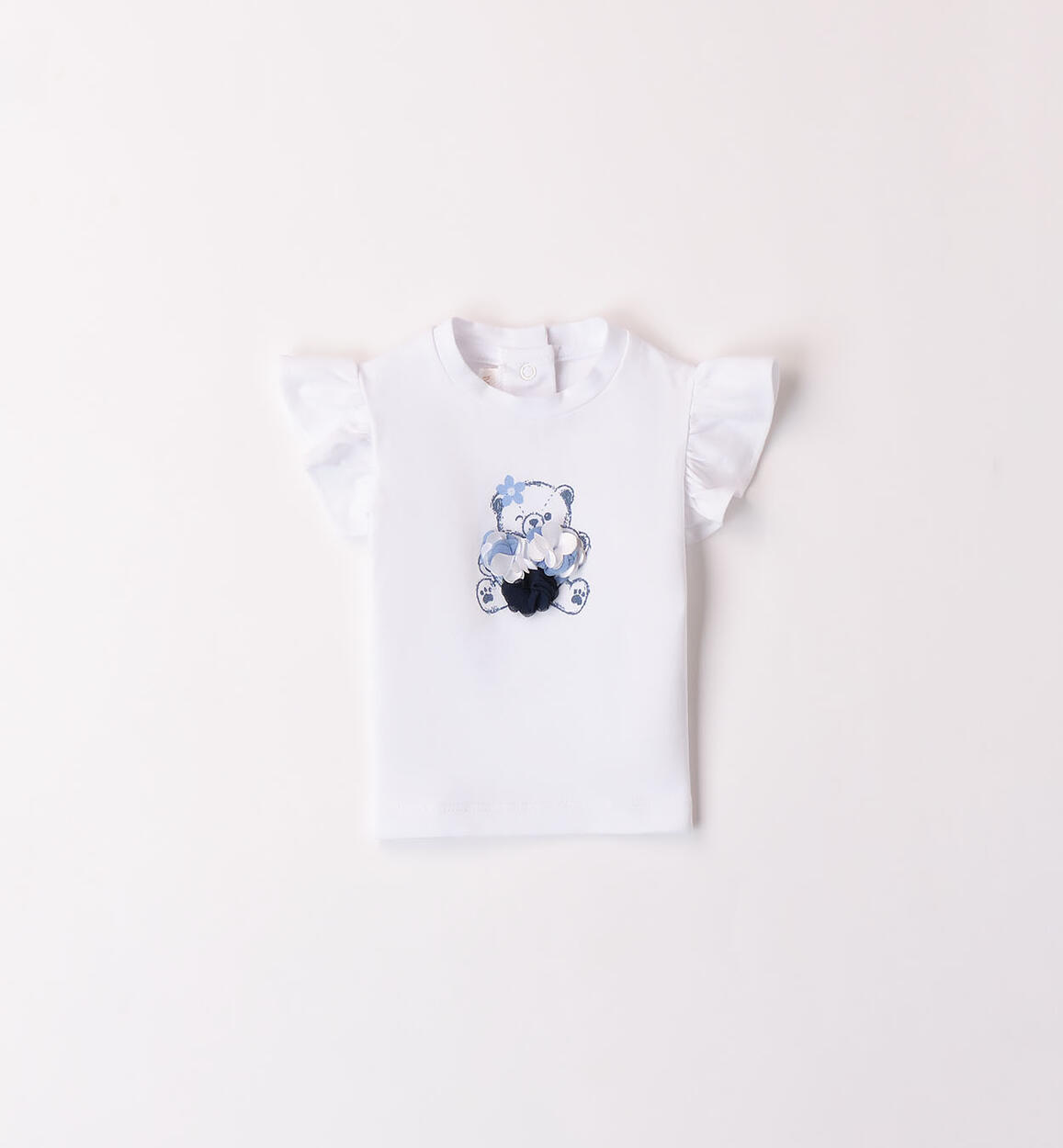 T-shirt per bimba con ruches BIANCO Minibanda