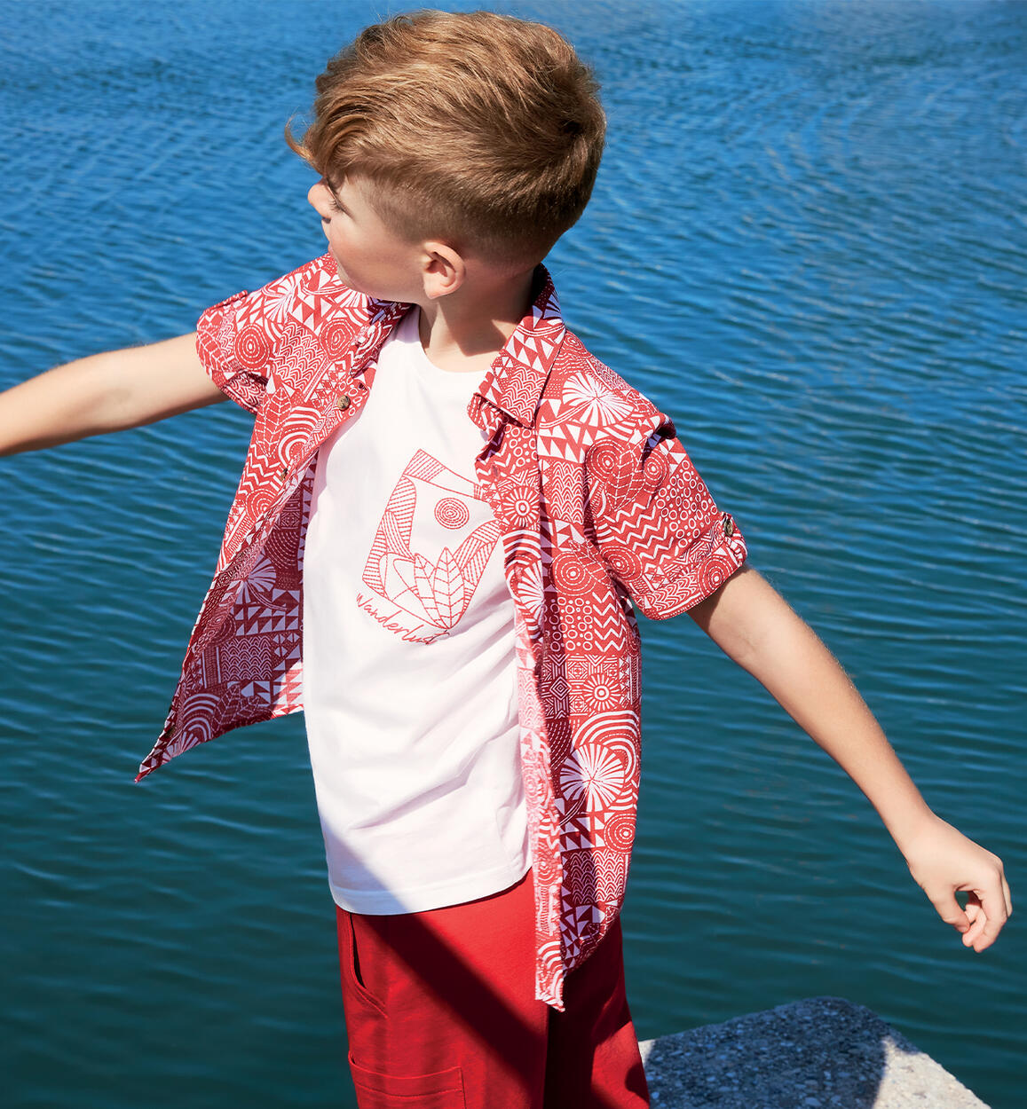 T-shirt per ragazzo con stampa BIANCO iDO