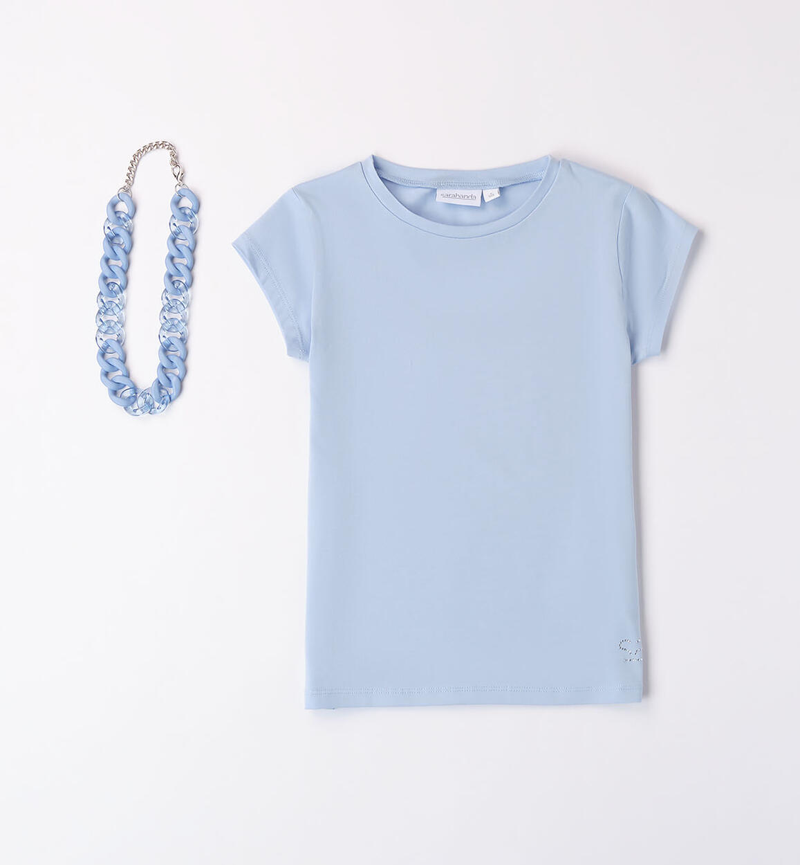 Girls' T-shirt with necklace LIGHT BLUE Sarabanda