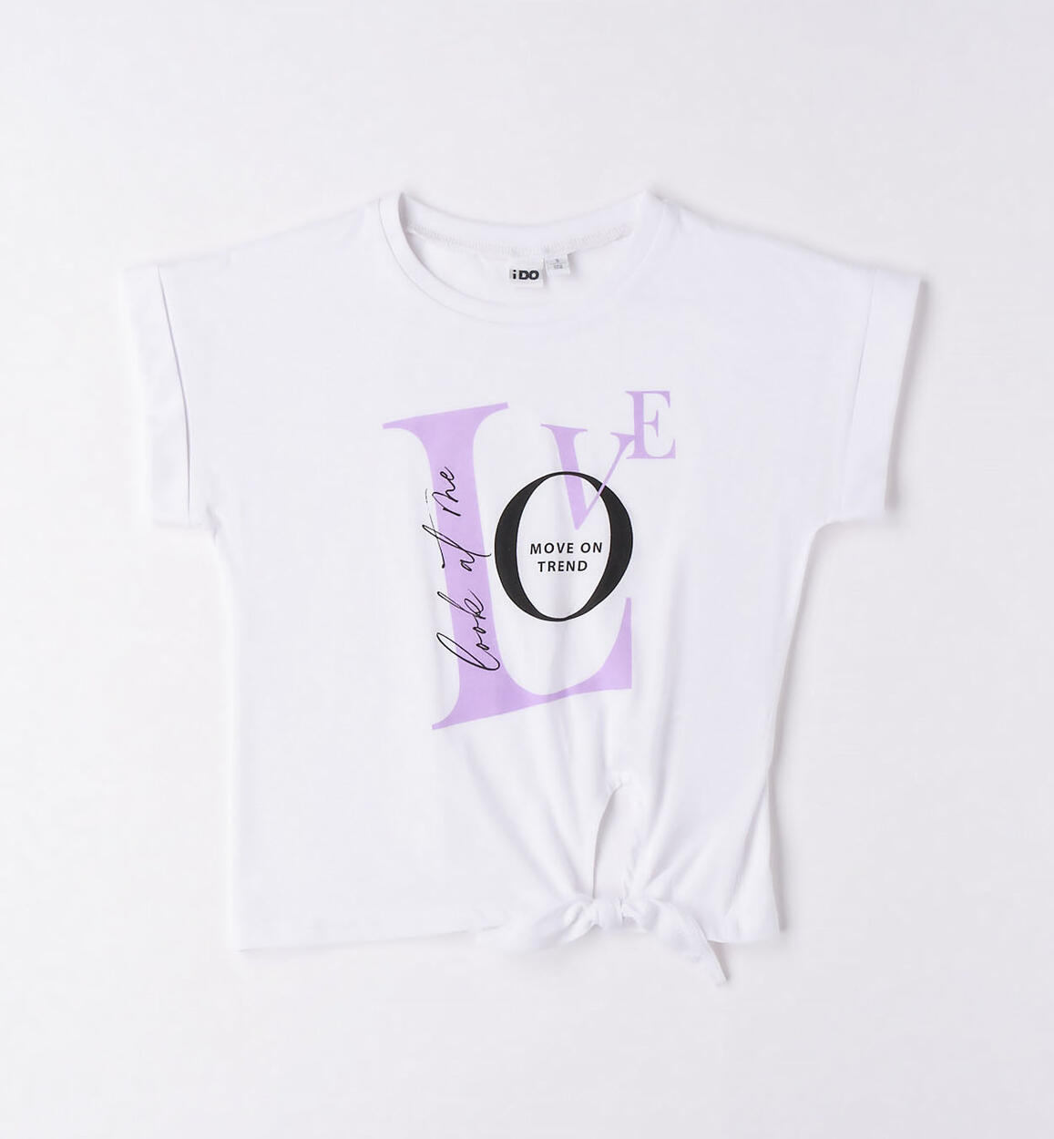 T-shirt ragazza con nodo BIANCO iDO