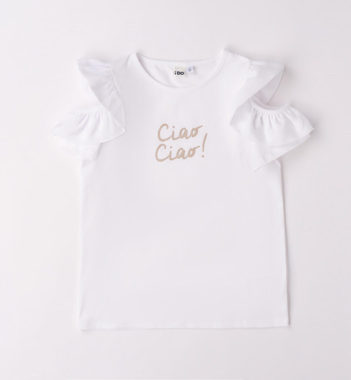 T-shirt ragazza manica con ruches BIANCO iDO