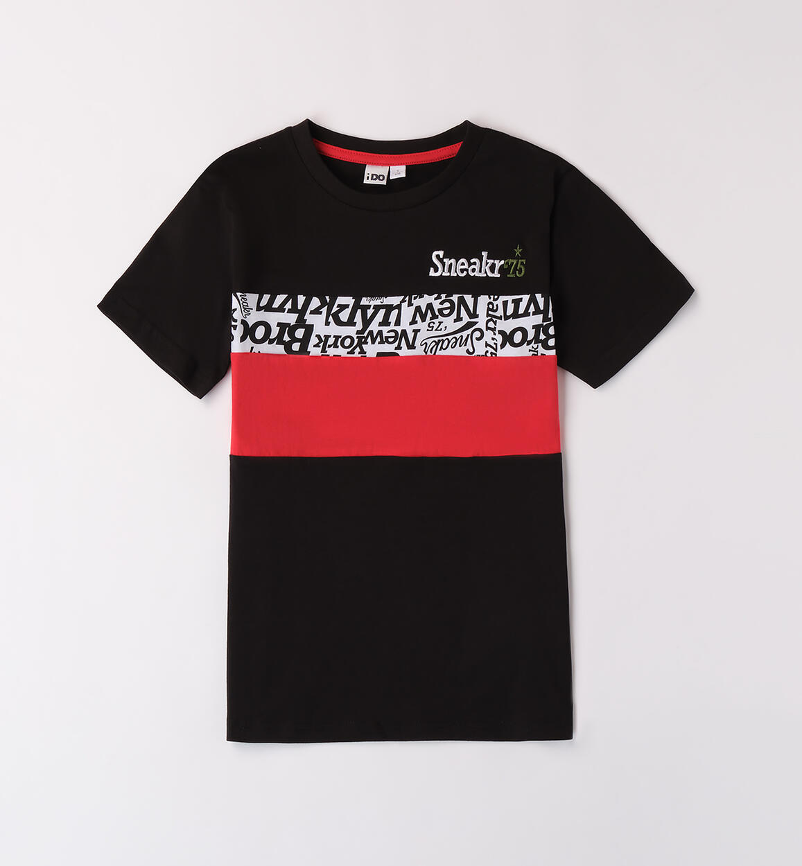 T-shirt ragazzo rossa e nera NERO iDO