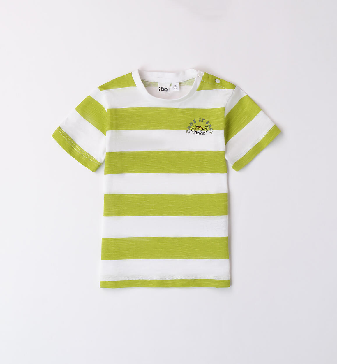 T-shirt rigata per bambino 100% cotone VERDE iDO