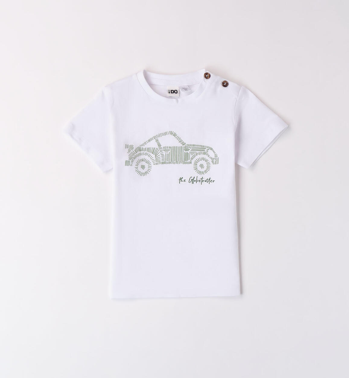 T-shirt stampa auto per bambino BIANCO iDO