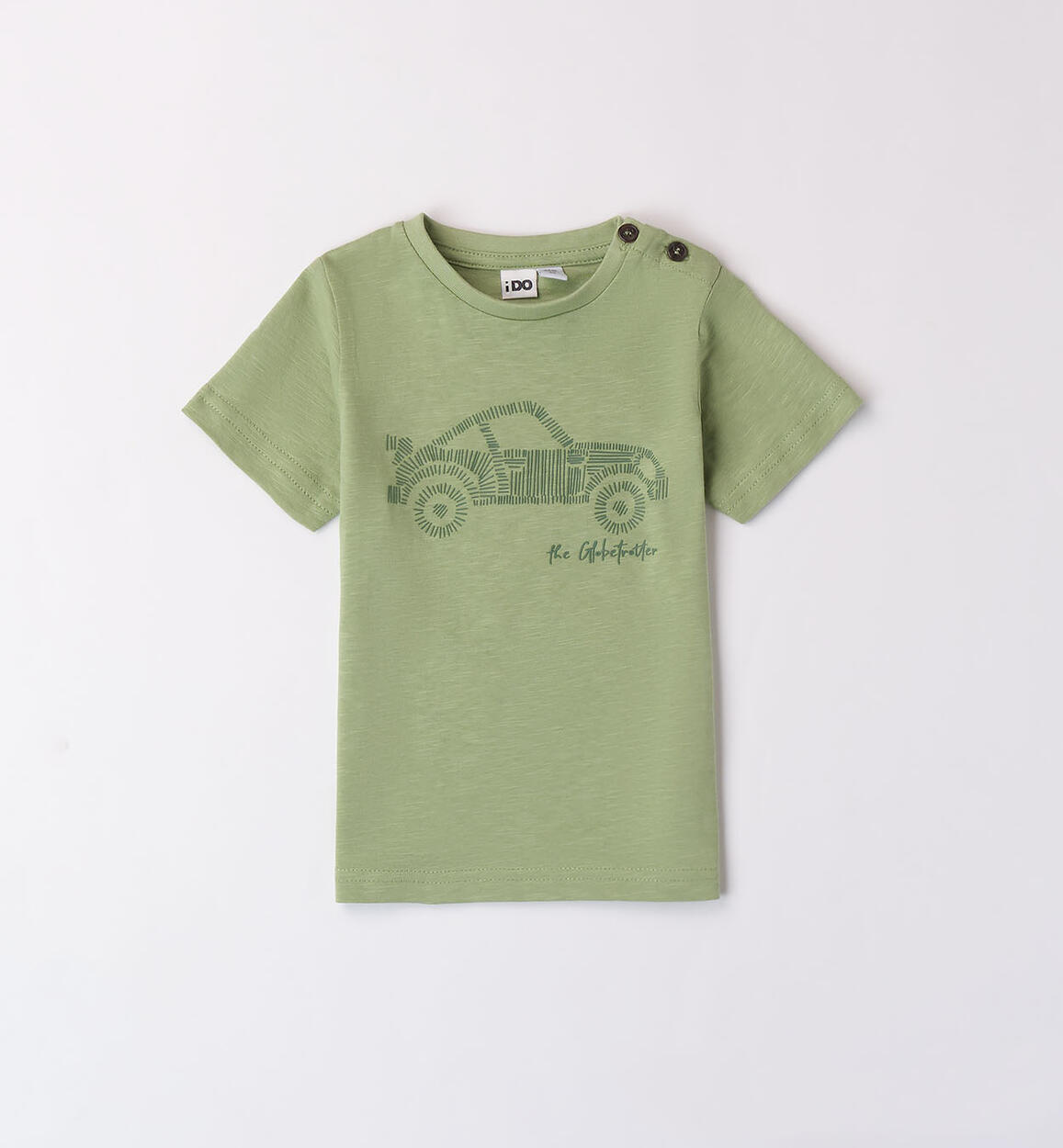 T-shirt stampa auto per bambino VERDE iDO