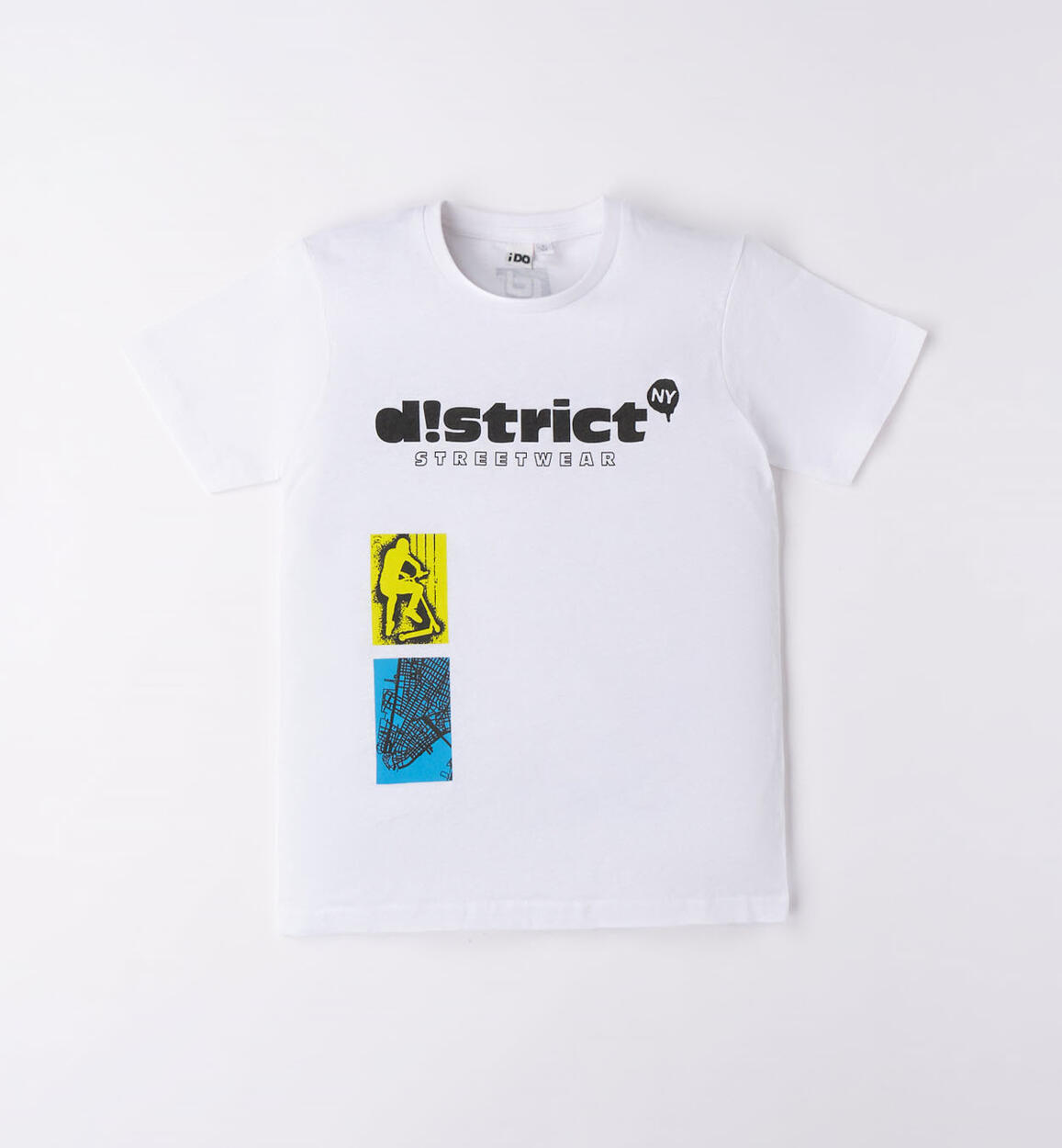 T-shirt streetwear ragazzo BIANCO iDO