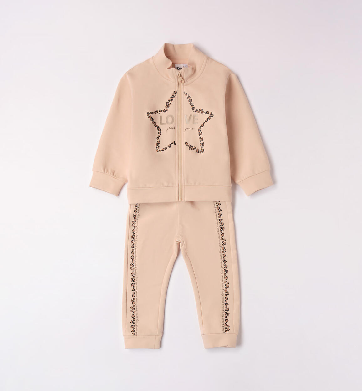 Tuta bambina due pezzi con stella BEIGE iDO