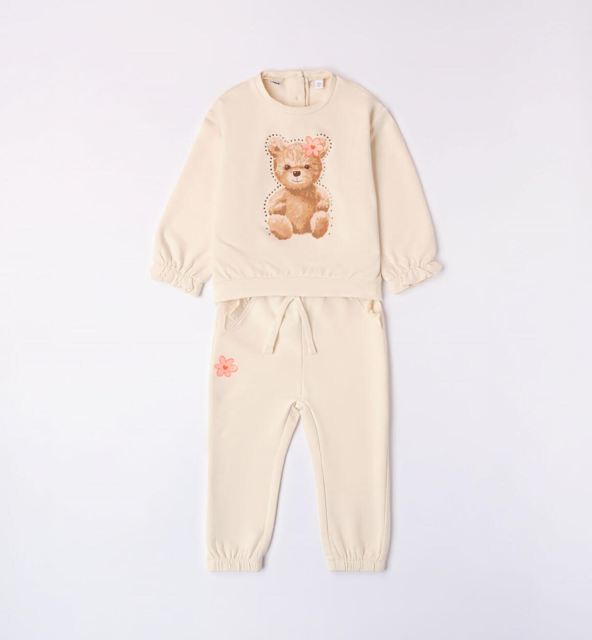 Tuta bambina sportiva con orsetto BEIGE iDO