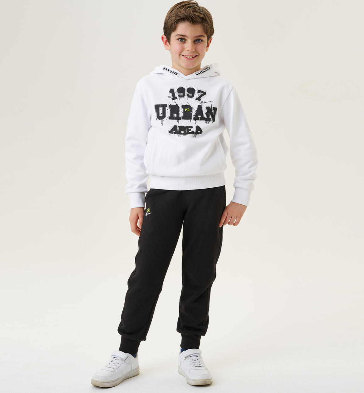 Tuta sportiva per ragazzo 100% cotone BIANCO Sarabanda