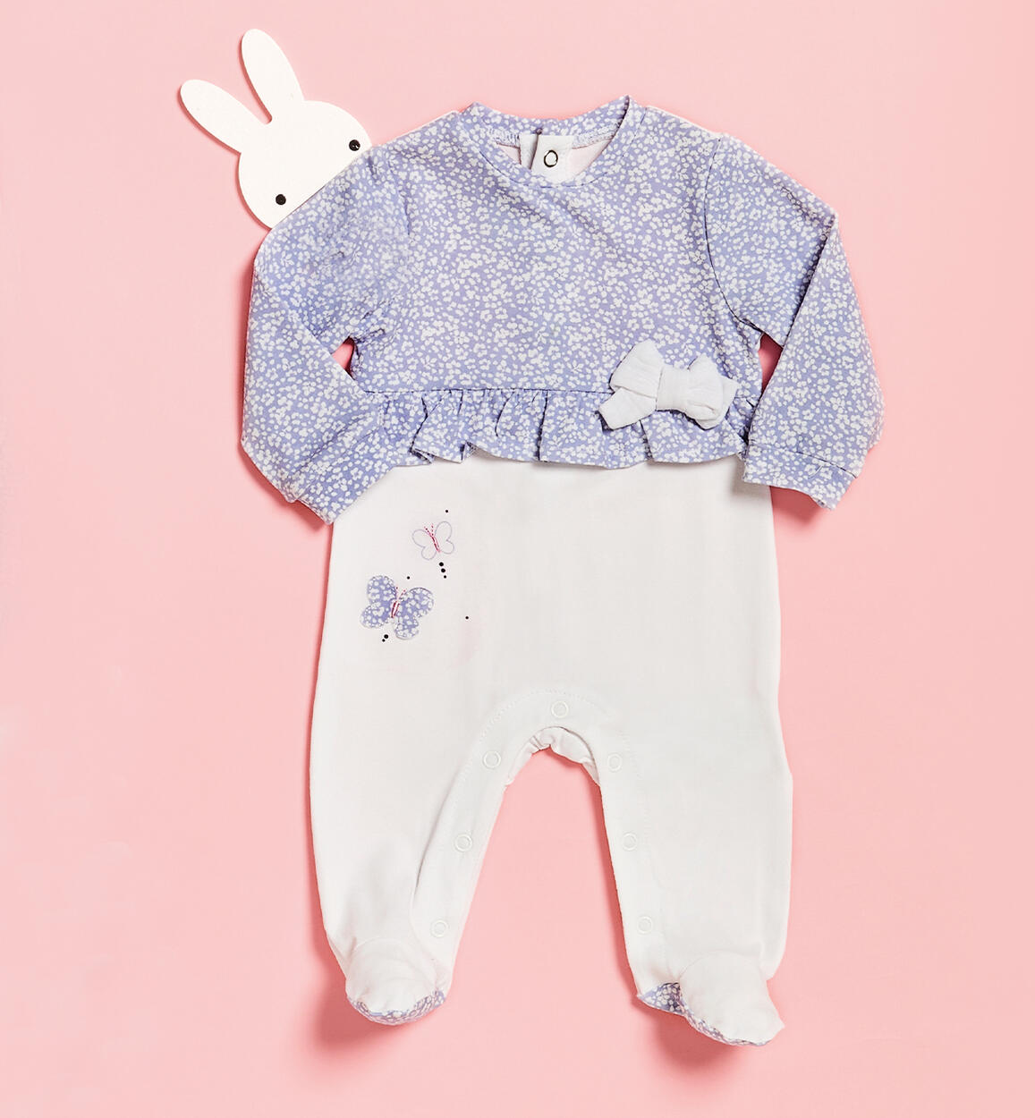 iDO butterfly one-piece for baby girl from 0 to 18 months LIGHT BLUE iDO