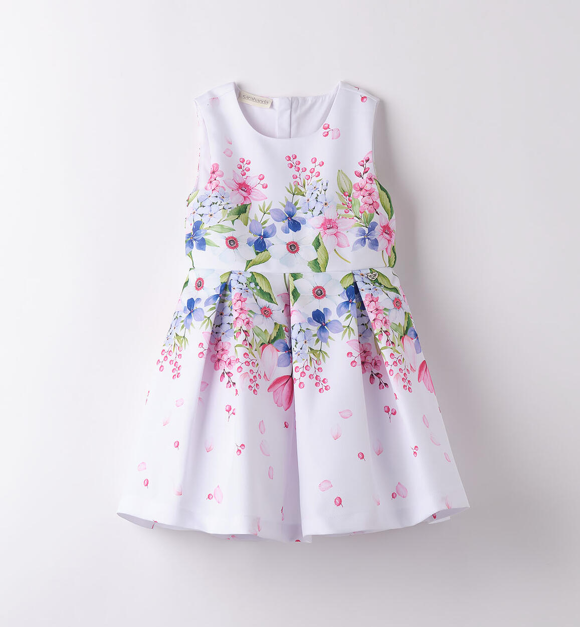 Vestito cerimonia bambina con fiori BIANCO Sarabanda