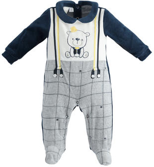 Tutina in ciniglia misto cotone con piedino e tenera grafica per neonato da  0 a 18 mesi iDO - Miniconf Shop